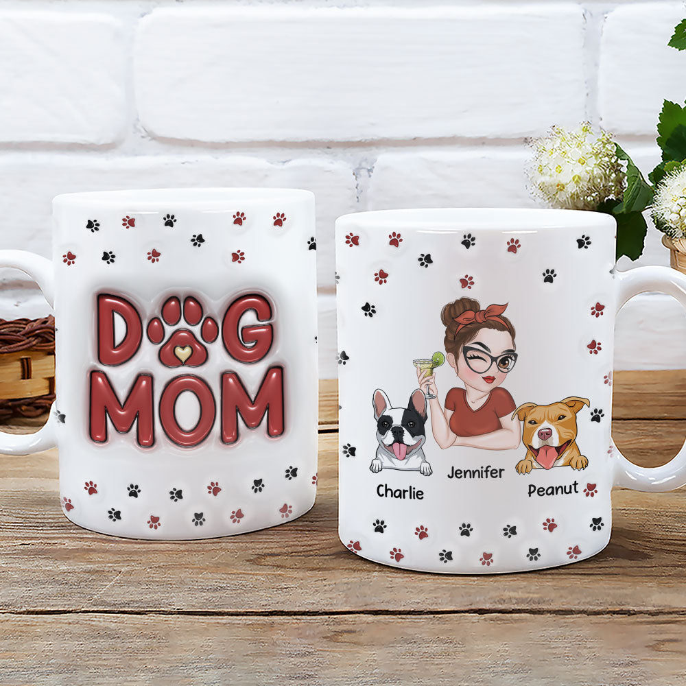 Custom Mother's day Birthday Gifts For Dog Mom, Dog Lovers • Lovely Dog Mom Mug - Personalized 3D Inflated Effect Mug