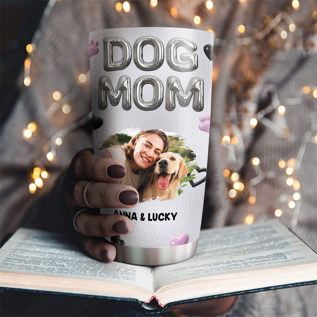 Custom Photo Christmas Birthday Gifts For Dog Mom, Dog Lovers • Bubble Dog Mom Photo - Personalized 3D Effect Tumbler