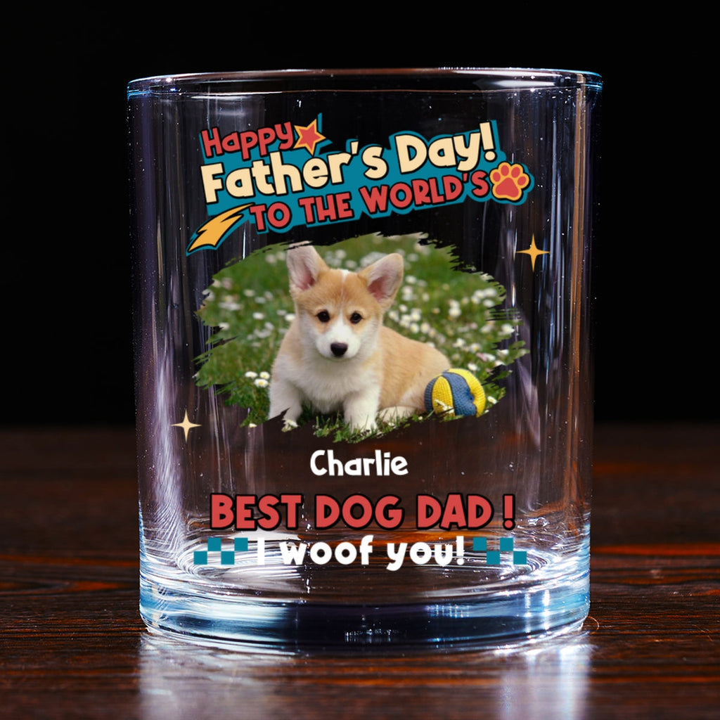 Dog Dad Forever Photo - Personalized Whiskey Glass