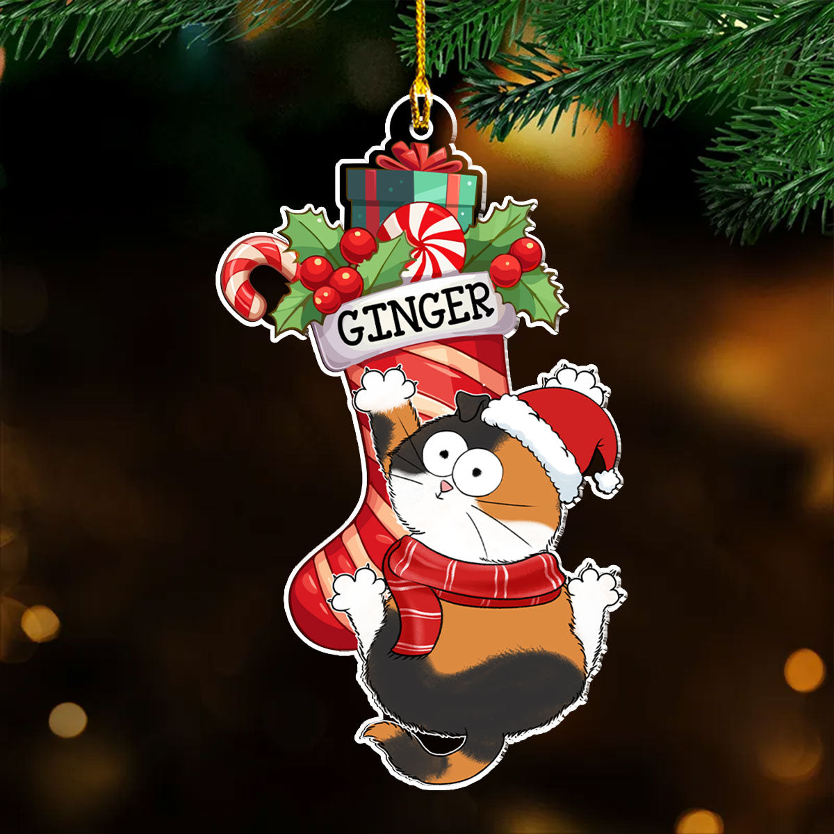 Cat Scratching - Personalized Acrylic Ornament