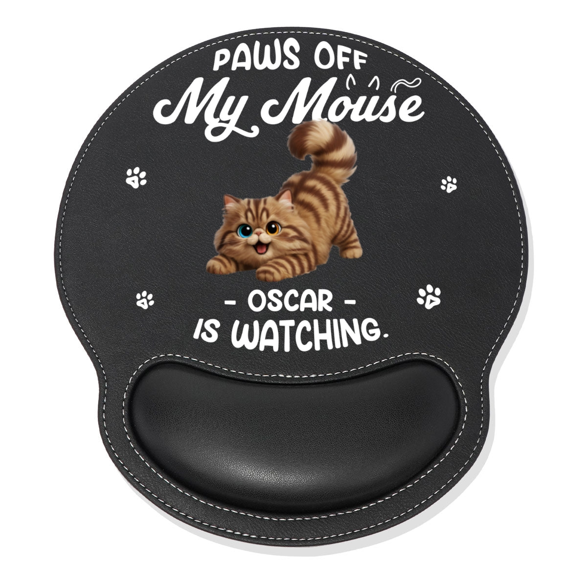 Paws Off My Mouse - Personalized Leather Mouse Pad