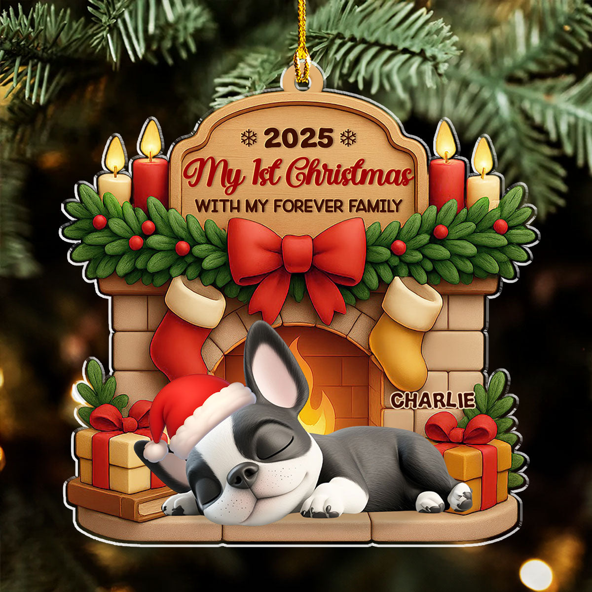 Custom Christmas Decor Home Birthday Gifts For Dog Mom, Dog Lovers • As A Family Member - Personalized 3D Effect Acrylic Ornament