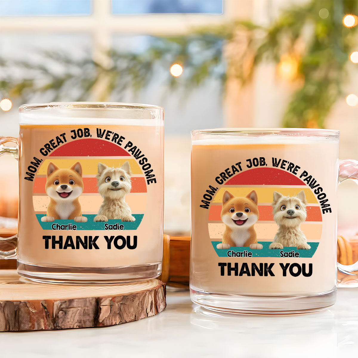 Custom Father's day Birthday Gifts For Dog Dad, Dog Lovers • Great Job I Am Pawsome - Personalized Glass Mug