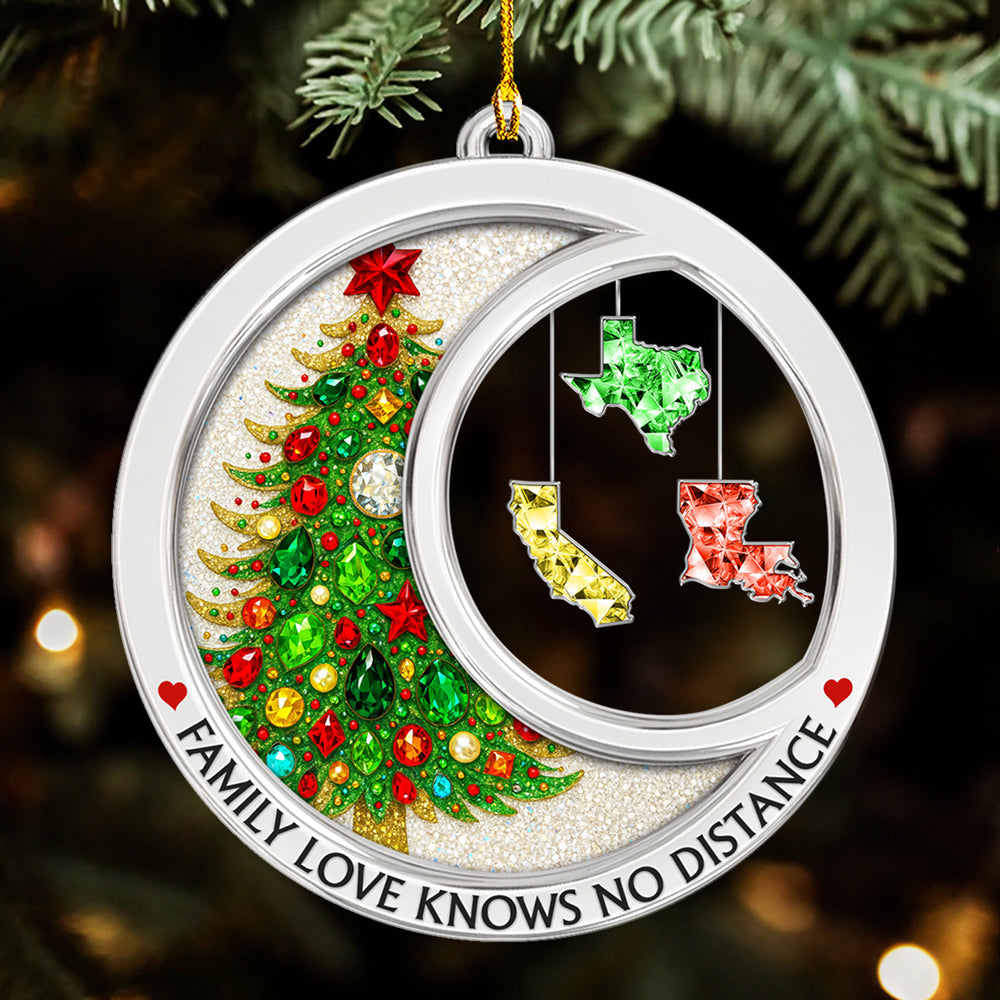 Family Love Knows No Distance Crystal - Personalized Acrylic Ornament
