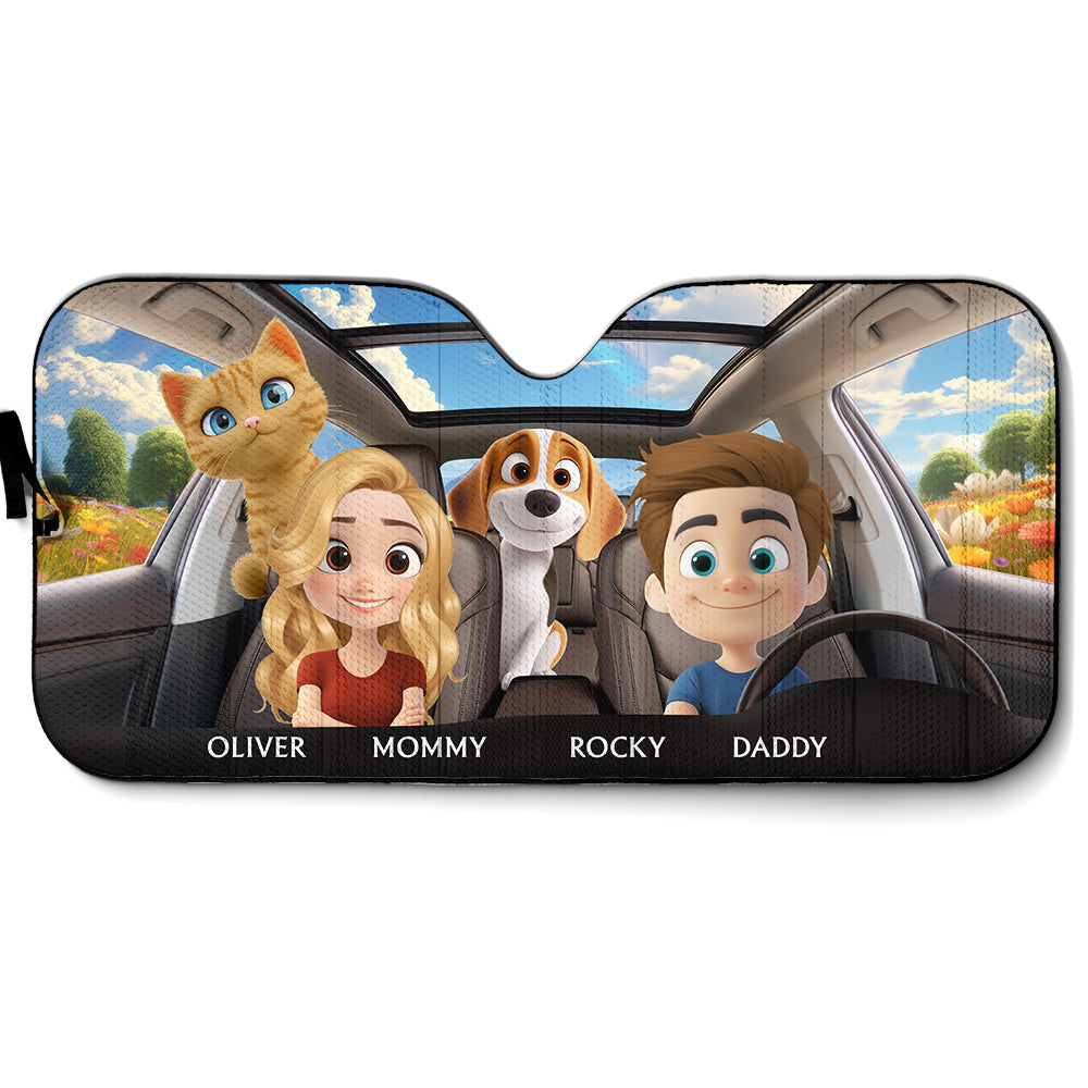 Custom Christmas Birthday Gifts Car Accessories for Pet Parents • Life Is Better With My Pet Couple - Personalized Car Sunshade