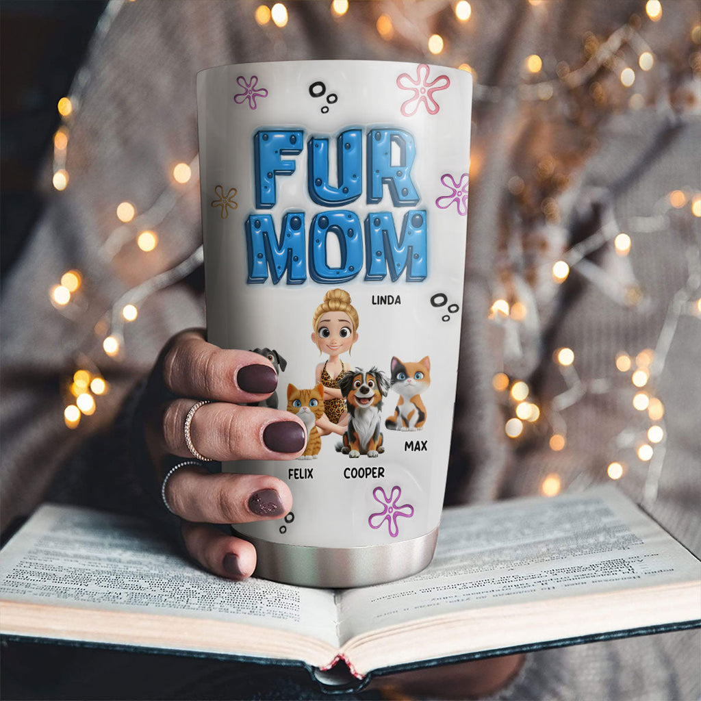 Custom Christmas Birthday Gifts For Pet Mom, Pet Lovers • Sponge Pet Mom Version 2 - Personalized 3D Inflated Effect Tumbler