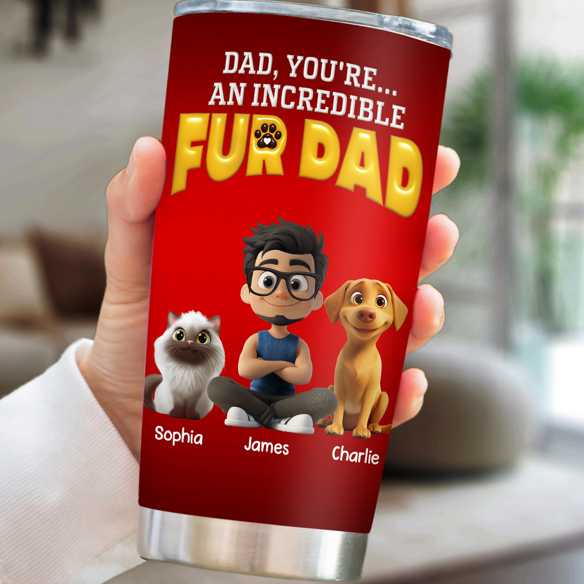 Custom Father's day Birthday Gifts For Pet Dad, Pet Lovers • You Are An Awesome Pet Dad - Personalized 3D Inflated Effect Tumbler