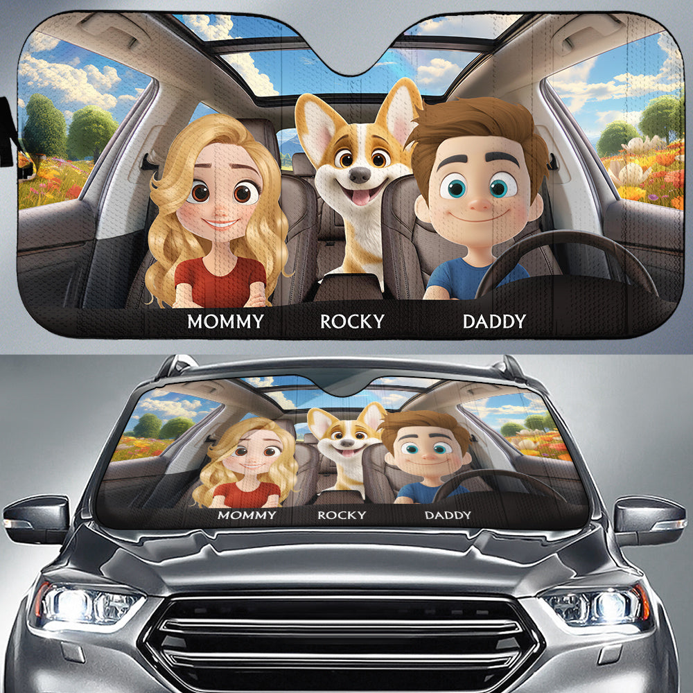 Custom Christmas Birthday Gifts Car Accessories for Dog Parents • Life Is Better With My Dog Couple - Personalized Car Sunshade