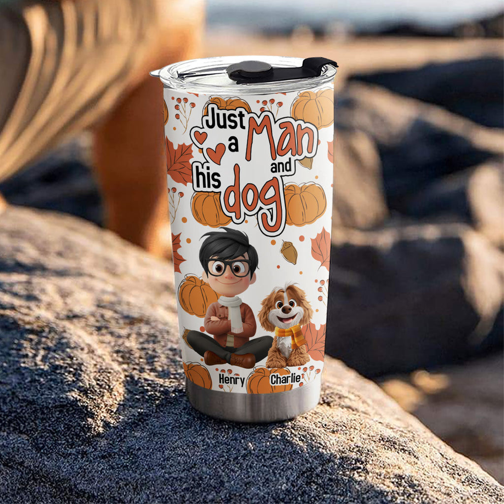 Custom Christmas Birthday Gifts For Dog Dad, Dog Lovers • Falling In You - Personalized Tumbler