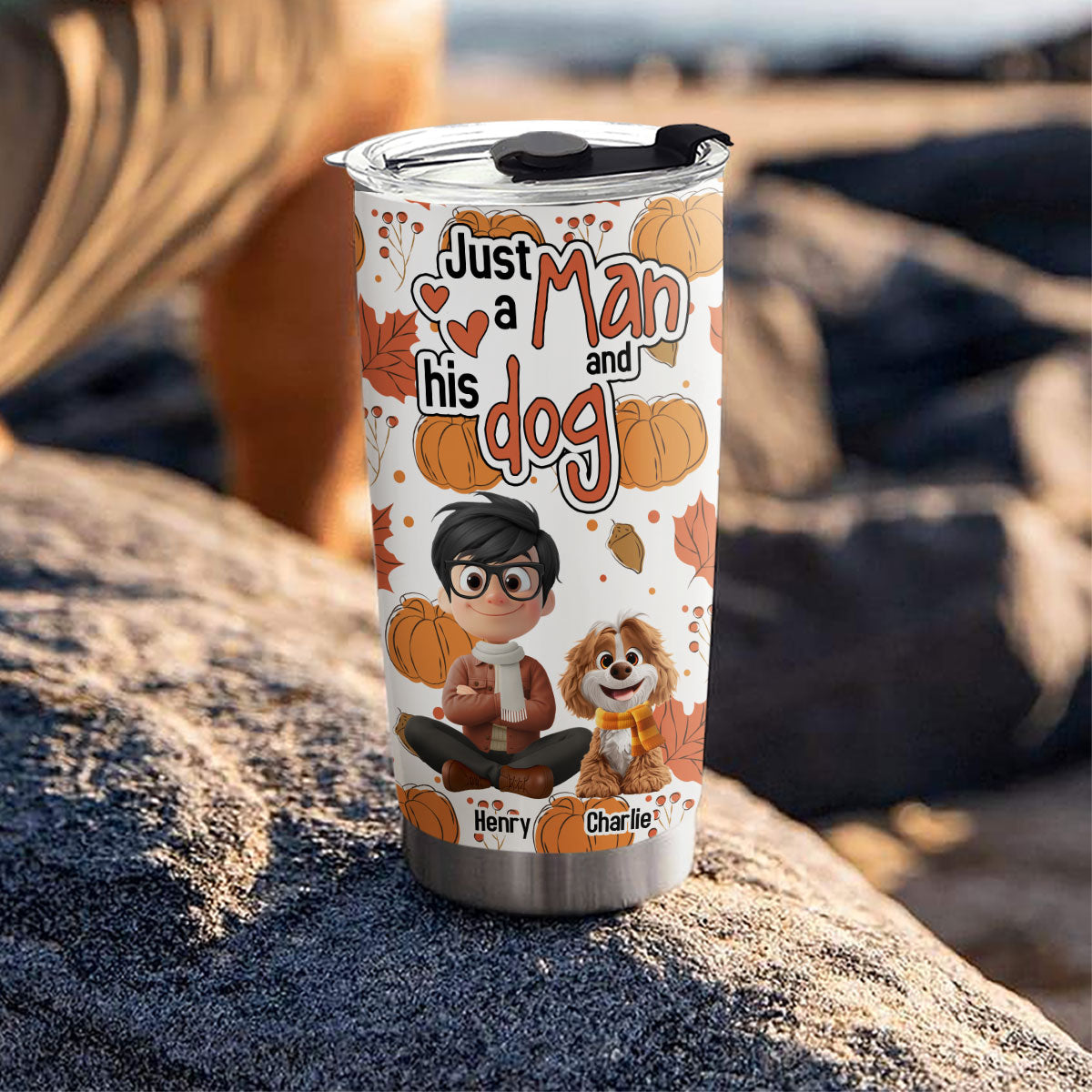 Custom Christmas Birthday Gifts For Dog Dad, Dog Lovers • Falling In You - Personalized Tumbler