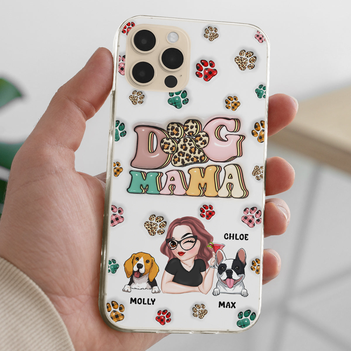 Dog Mom For Life - Personalized 3D Inflated Effect Phone Case