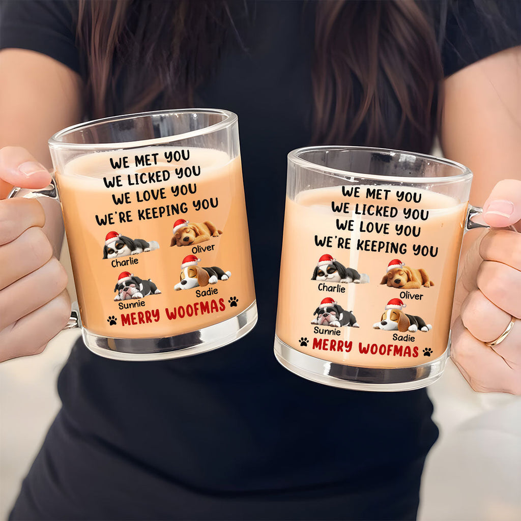 Custom Christmas Birthday Gifts For Dog Lovers • We Licked And Love You Ver Christmas - Personalized Glass Mug