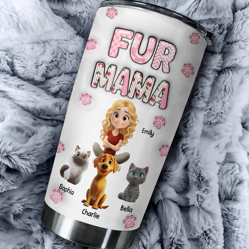 Custom Christmas Birthday Gifts For Pet Mom, Pet Lovers • Cherry On Top Fur Version 2 - Personalized 3D Inflated Effect Tumbler