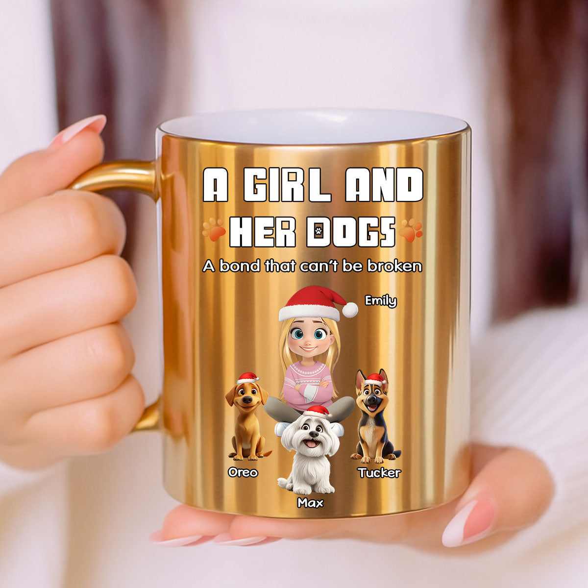 Custom Christmas Birthday Gifts For Dog Mom, Dog Lovers • A Girl And Her Dog - Personalized Metallic Mug