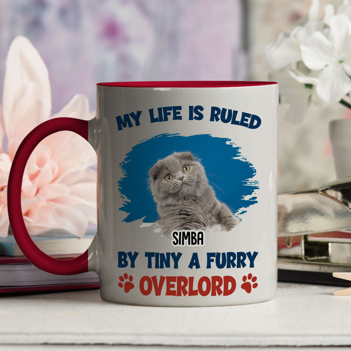 Custom Photo Christmas Birthday Gifts For Cat Lovers • Life Is Ruled By Cat Butt Photo - Personalized Accent Mug