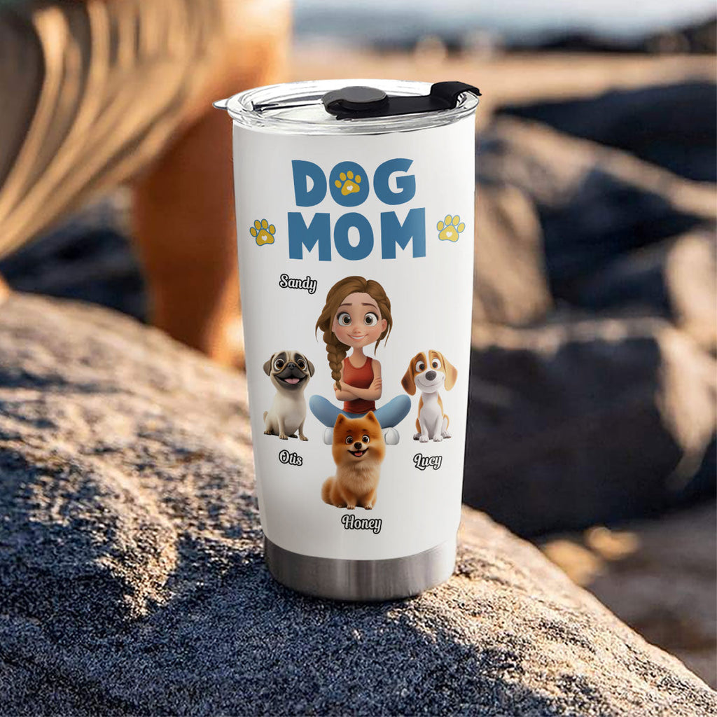 Custom Christmas Birthday Gifts For Pet Lovers • Girl And Dog Cartoon Style Version 2 - Personalized Tumbler
