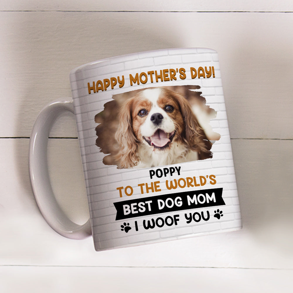 Custom Photo Mother's day Birthday Gifts For Dog Mom, Dog Lovers • I Woof You Mommy Photo - Personalized Coffee Mug