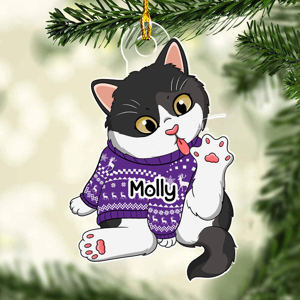 Deck The Halls With Paws And Whiskers - Personalized Acrylic Ornament