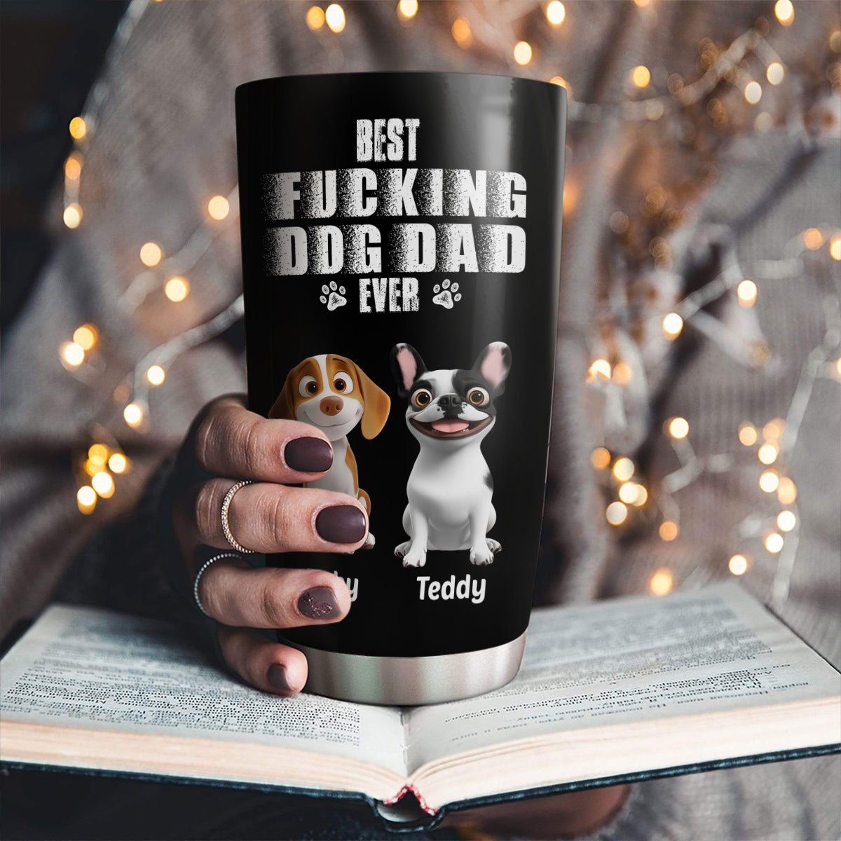 Custom Christmas Birthday Gifts For Dog Dad, Dog Lovers • Best Dad Ever Version 3 - Personalized Tumbler