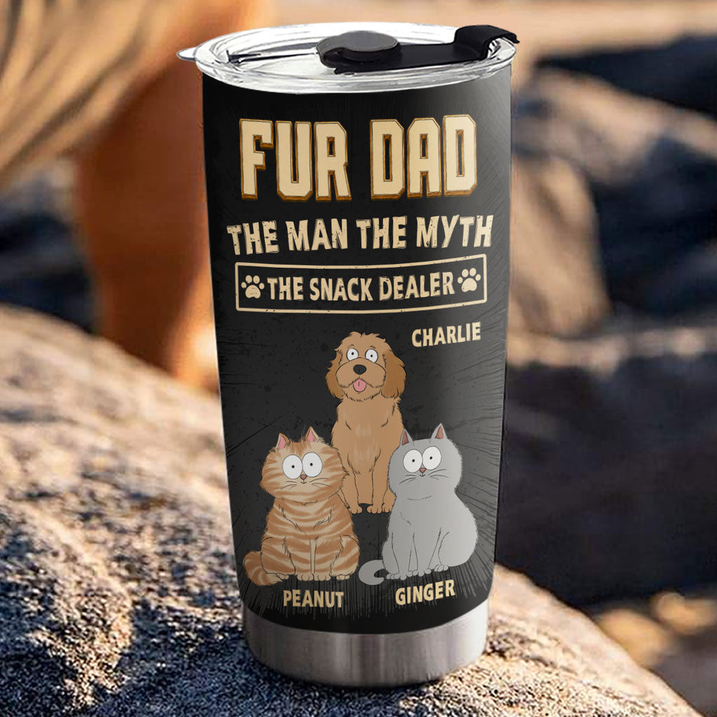Custom Father's day Birthday Gifts For Pet Dad, Pet Lovers • The Snack Dealer Fur Dad - Personalized Tumbler