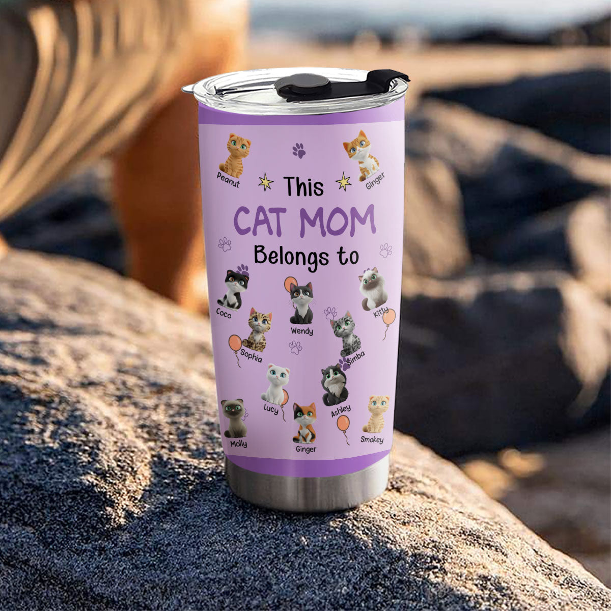 Custom Mother's day Birthday Gifts For Cat Mom, Cat Lovers • This Cat Mom Is Ours - Personalized Tumbler