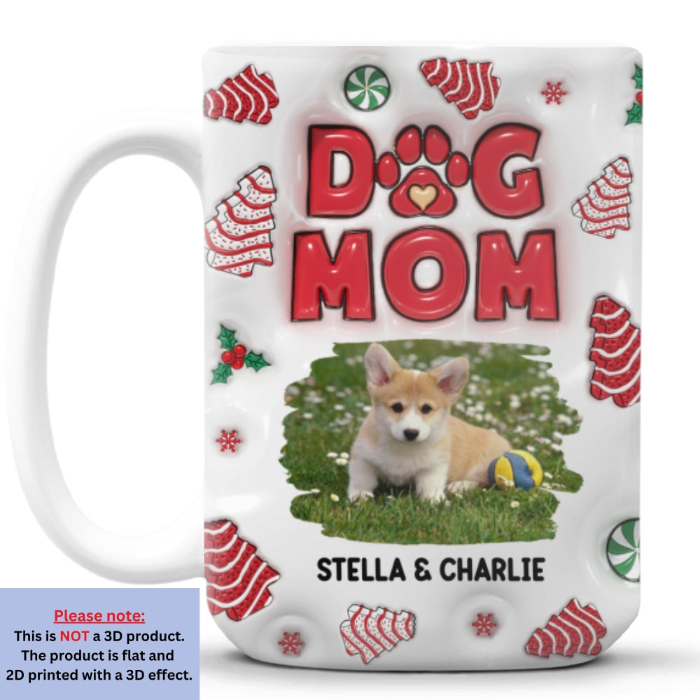 Custom Photo Mother's day Birthday Gifts For Dog Mom, Dog Lovers • Dog Mom Tree Cake Photo - Personalized 3D Inflated Effect Mug