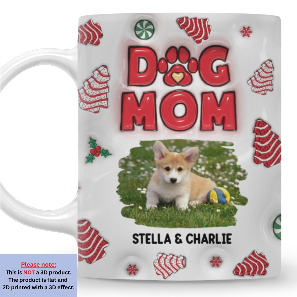 Custom Photo Mother's day Birthday Gifts For Dog Mom, Dog Lovers • Dog Mom Tree Cake Photo - Personalized 3D Inflated Effect Mug
