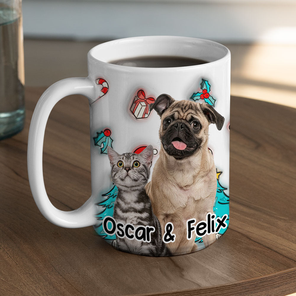 Custom Photo Christmas Birthday Gifts For Pet Mom, Pet Lovers • Santa Is Coming Photo - Personalized 3D Inflated Effect Mug