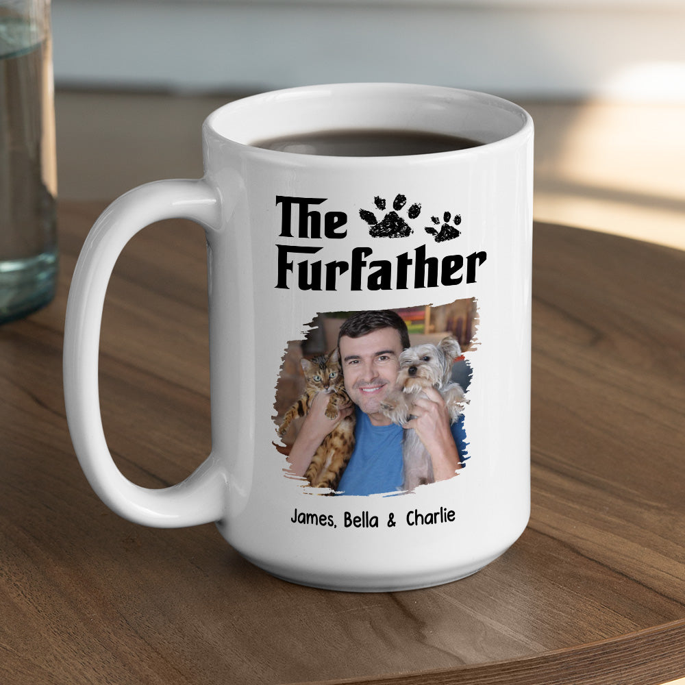 Custom Photo Father's day Birthday Gifts For Pet Dad, Pet Lovers • White Cool Pet Father Photo - Personalized Coffee Mug