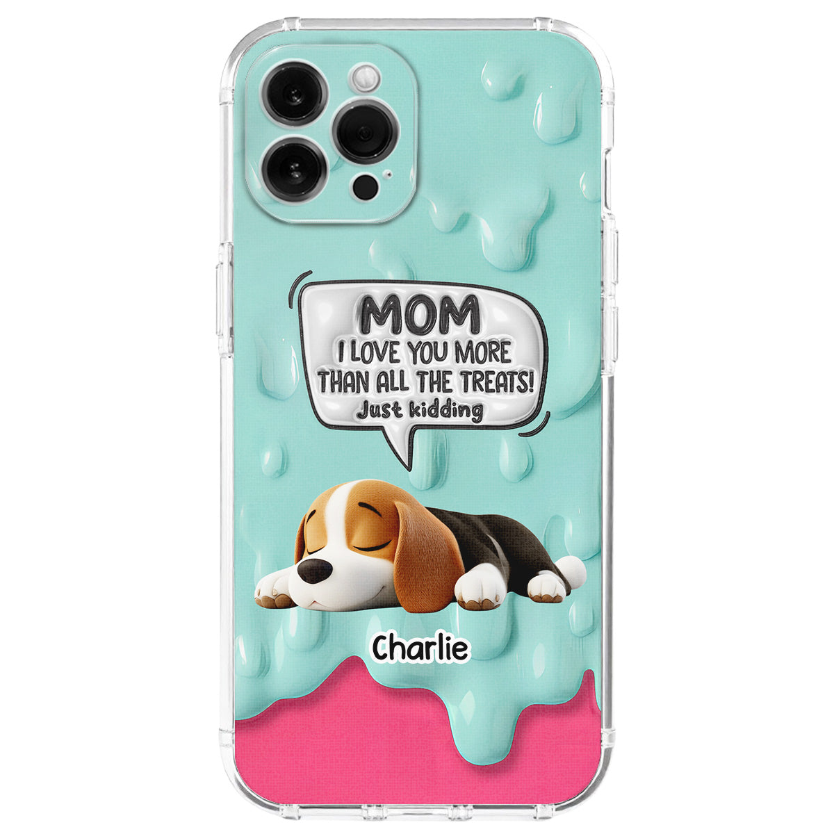 Ice Cream Lovely Dogs - Personalized 3D Inflated Effect Phone Case
