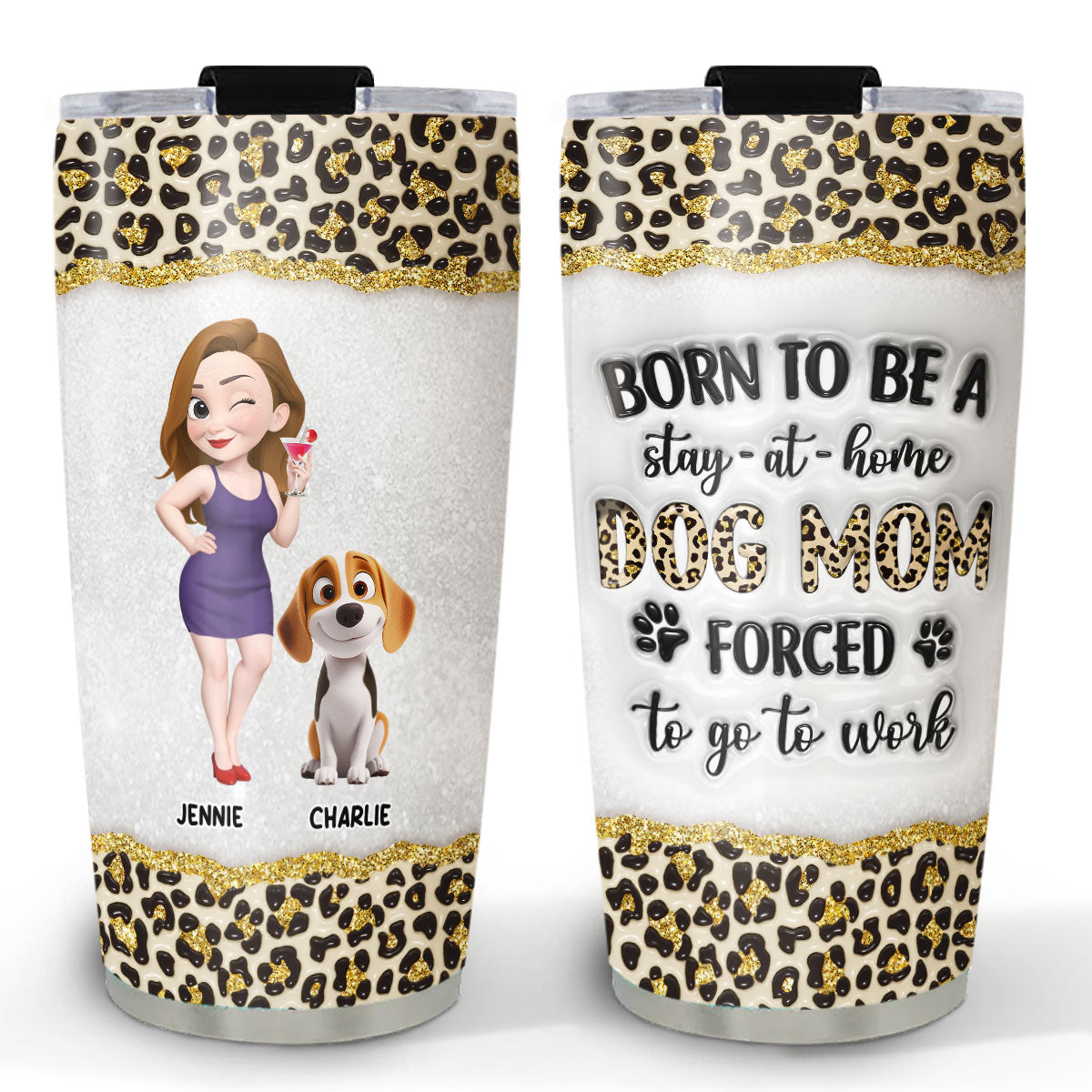 Custom Christmas Birthday Gifts For Dog Mom, Dog Lovers • Golden Mom - Personalized 3D Inflated Effect Tumbler