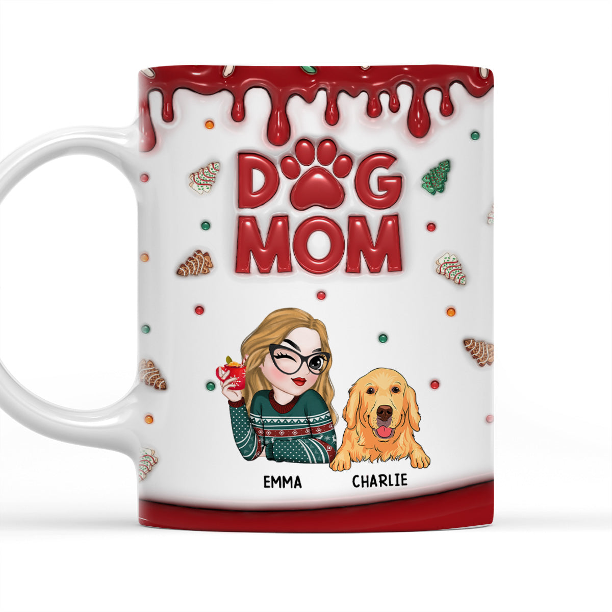 Custom Mother's day Birthday Gifts For Dog Mom, Dog Lovers • Lovely Dog Mom Cake - Personalized 3D Inflated Effect Mug
