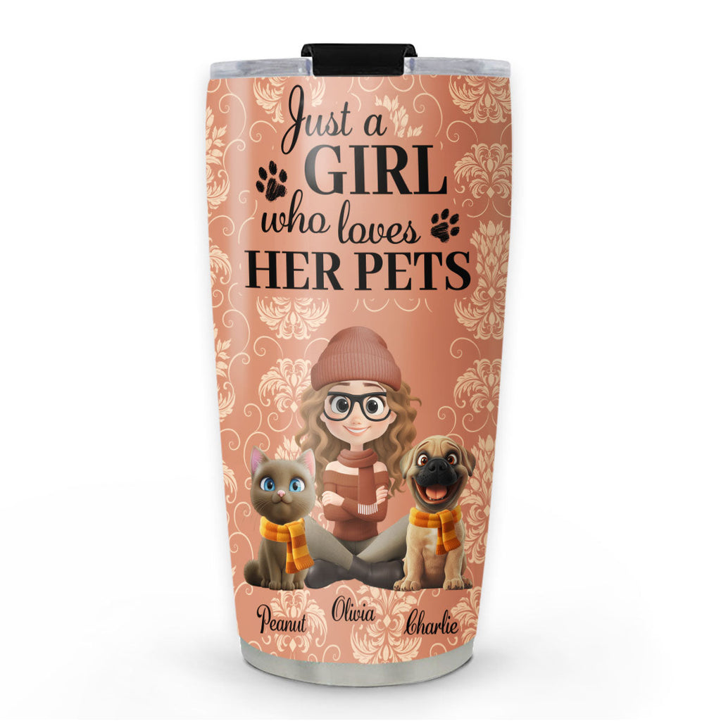 Custom Christmas Birthday Gifts For Pet Mom, Pet Lovers • Pumskin Pet And Girl - Personalized Tumbler
