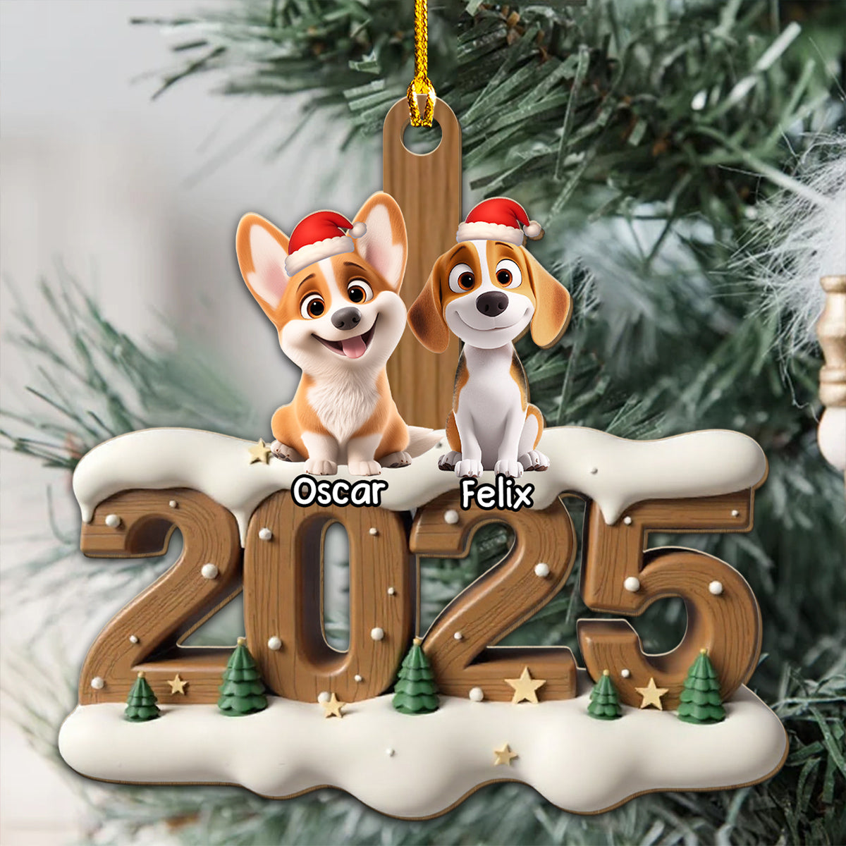 Custom Christmas Decor Home Birthday Gifts For Dog Lovers • Only All Of You This Year - Personalized 3D Effect Wood Ornament