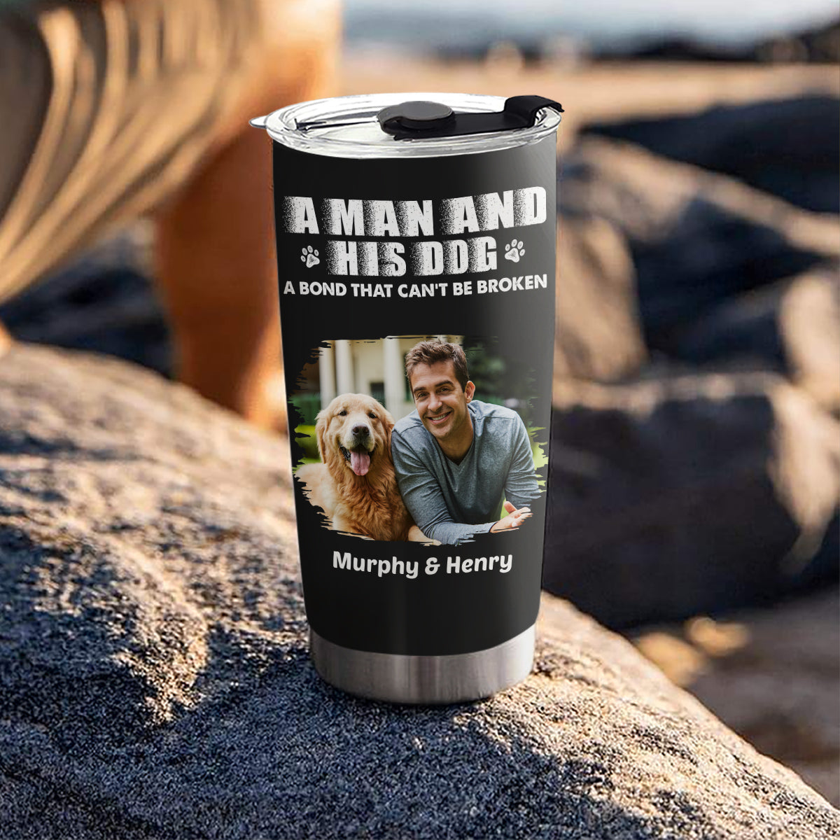 Custom Photo Father's day Birthday Gifts For Dog Dad, Dog Lovers • Best Dog Dad Ever Photo- Personalized Tumbler