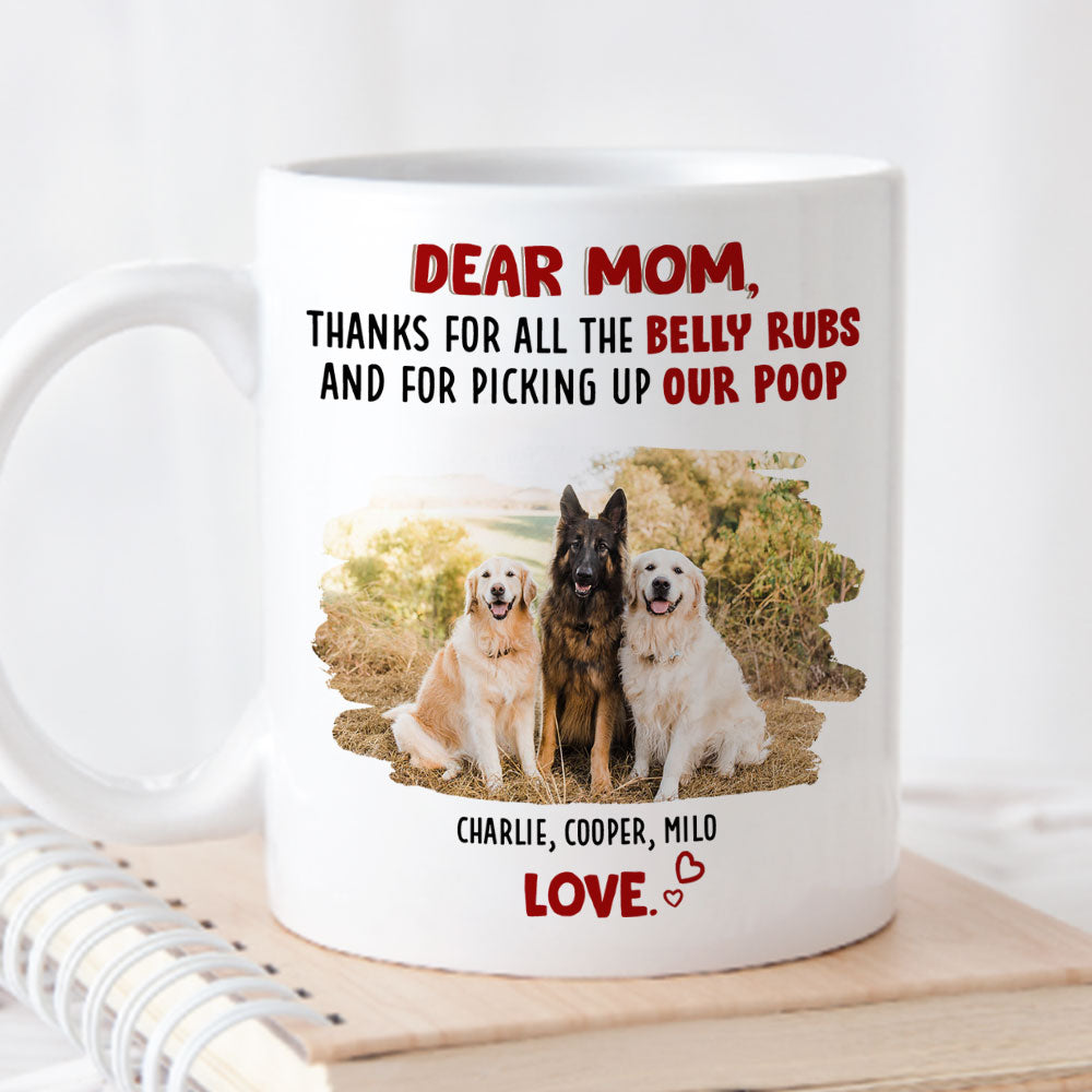 Custom Photo Mother's Father's day Birthday Gifts For Dog Lovers • Belly Rubs Photo - Personalized Coffee Mug
