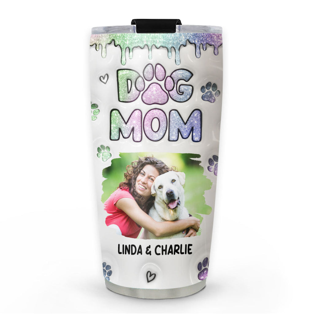 Custom Photo Mother's day Birthday Gifts For Dog Mom, Dog Lovers • Lovely Chibi Dog Mom Version Photo - Personalized 3D Inflated Effect Tumbler