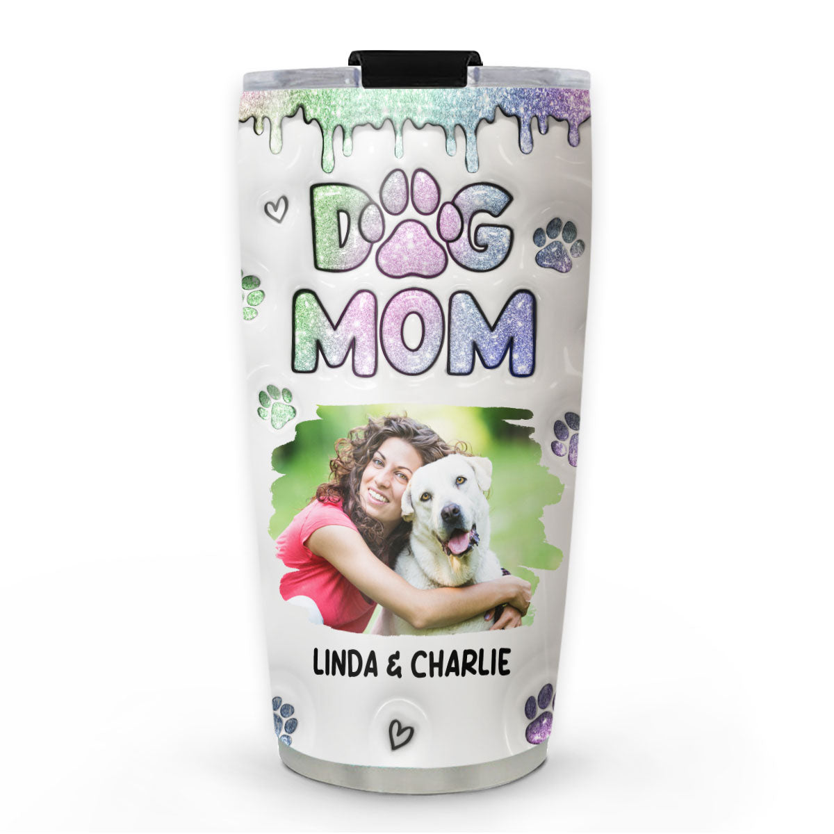 Custom Photo Mother's day Birthday Gifts For Dog Mom, Dog Lovers • Lovely Chibi Dog Mom Version Photo - Personalized 3D Inflated Effect Tumbler