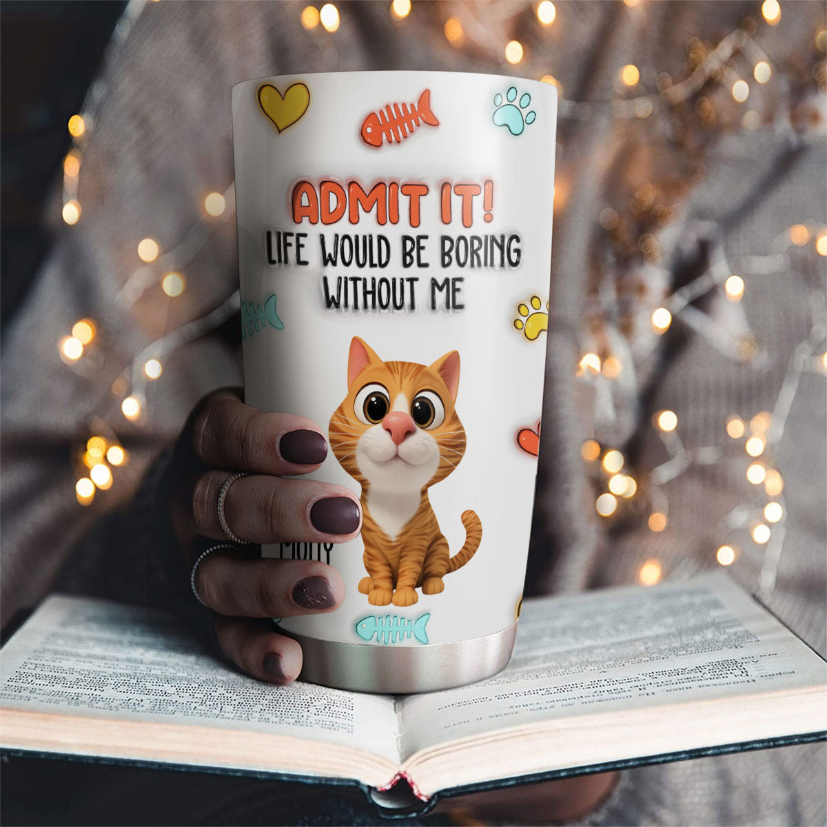 Custom Father's day Birthday Gifts For Cat Dad, Cat Lovers • Funny Admit It Cat - Personalized 3D Inflated Effect Tumbler