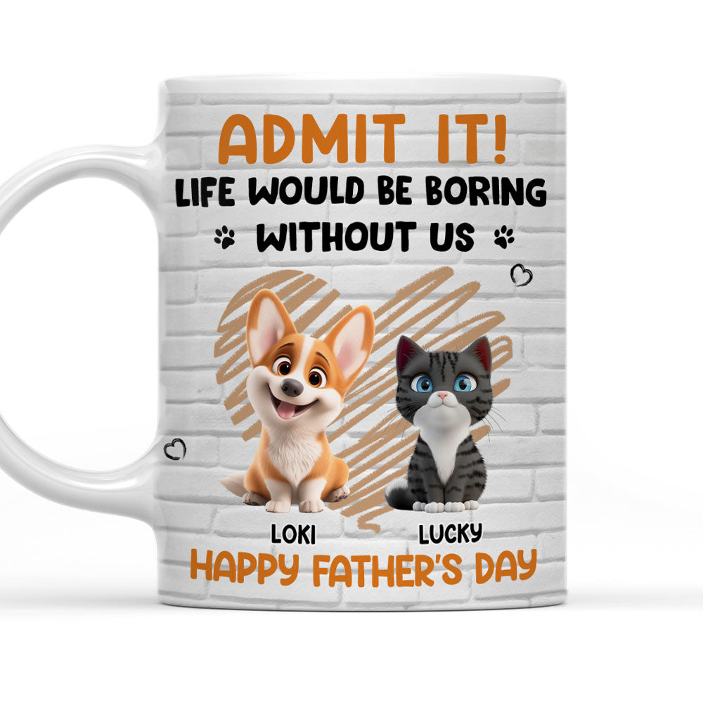 Custom Father's day Birthday Gifts For Cat Dad, Cat Lovers • Admit It Pet Dad Orange - Personalized Coffee Mug