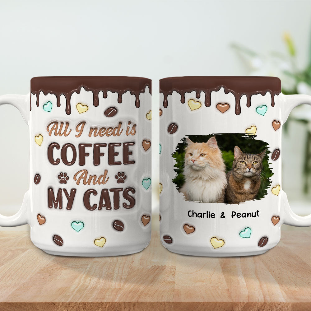 Coffee And Cat Photo - Personalized 3D Inflated Effect Mug