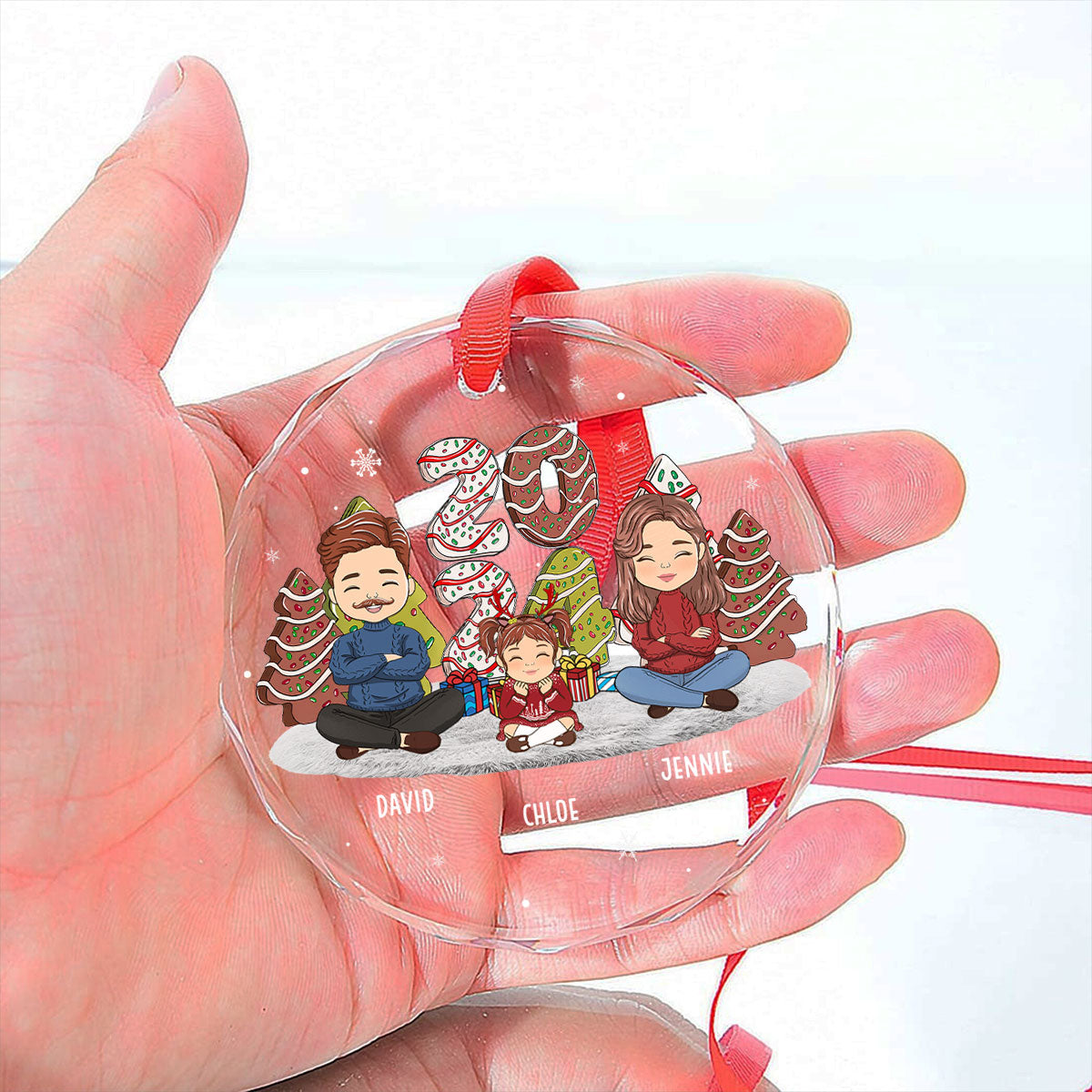 Custom Christmas Decor Home Birthday Gifts For Pet Lovers • Family Cake - Personalized Glass Ornament