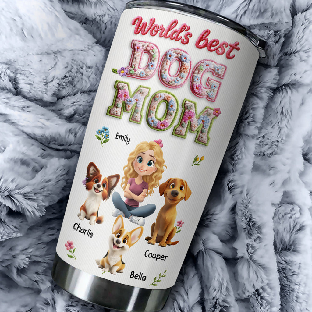 Custom Christmas Birthday Gifts For Dog Mom, Dog Lovers • Blossoming Dog Mom - Personalized 3D Effect Tumbler