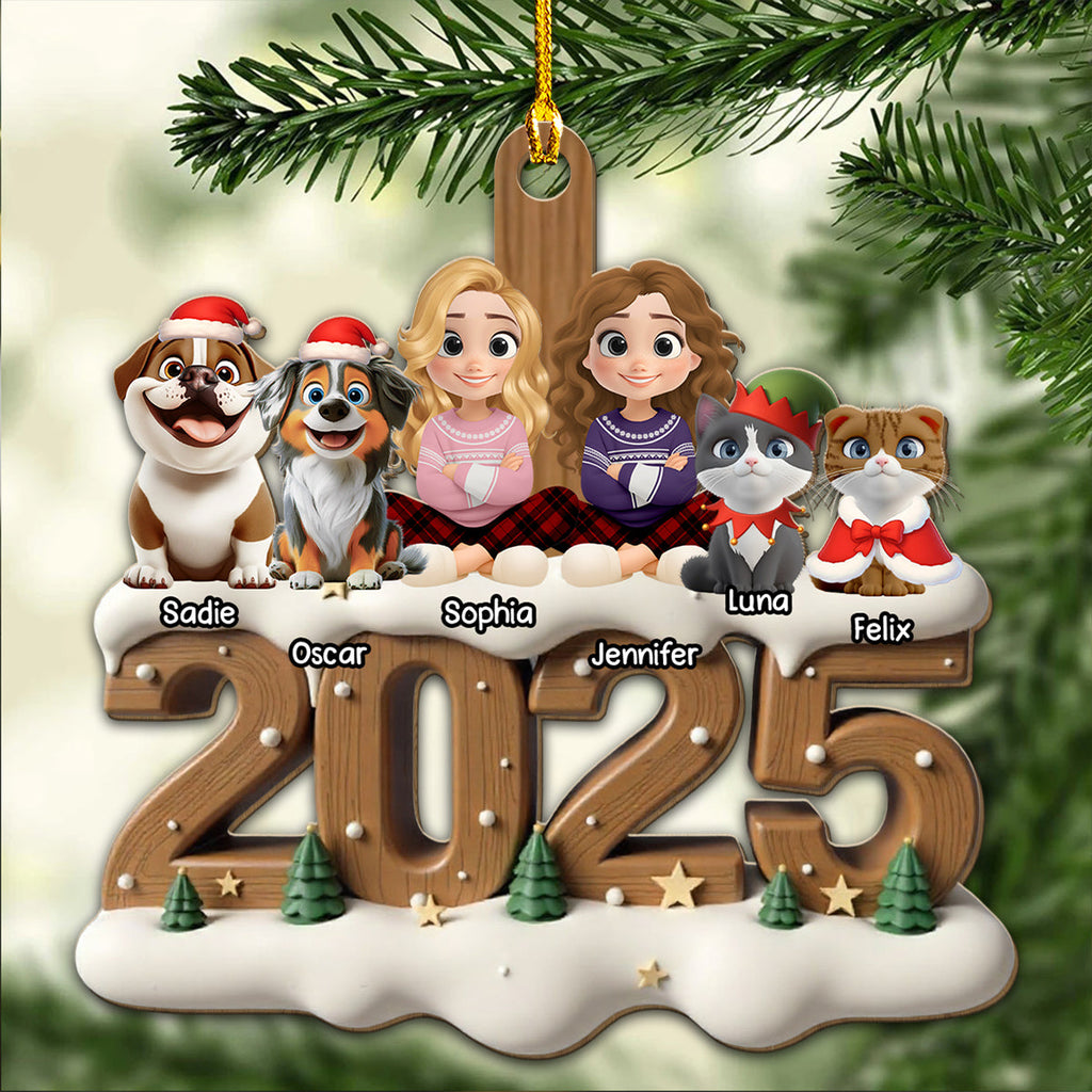 Together With Them This Year Onwards - Personalized 3D Effect Wood Ornament