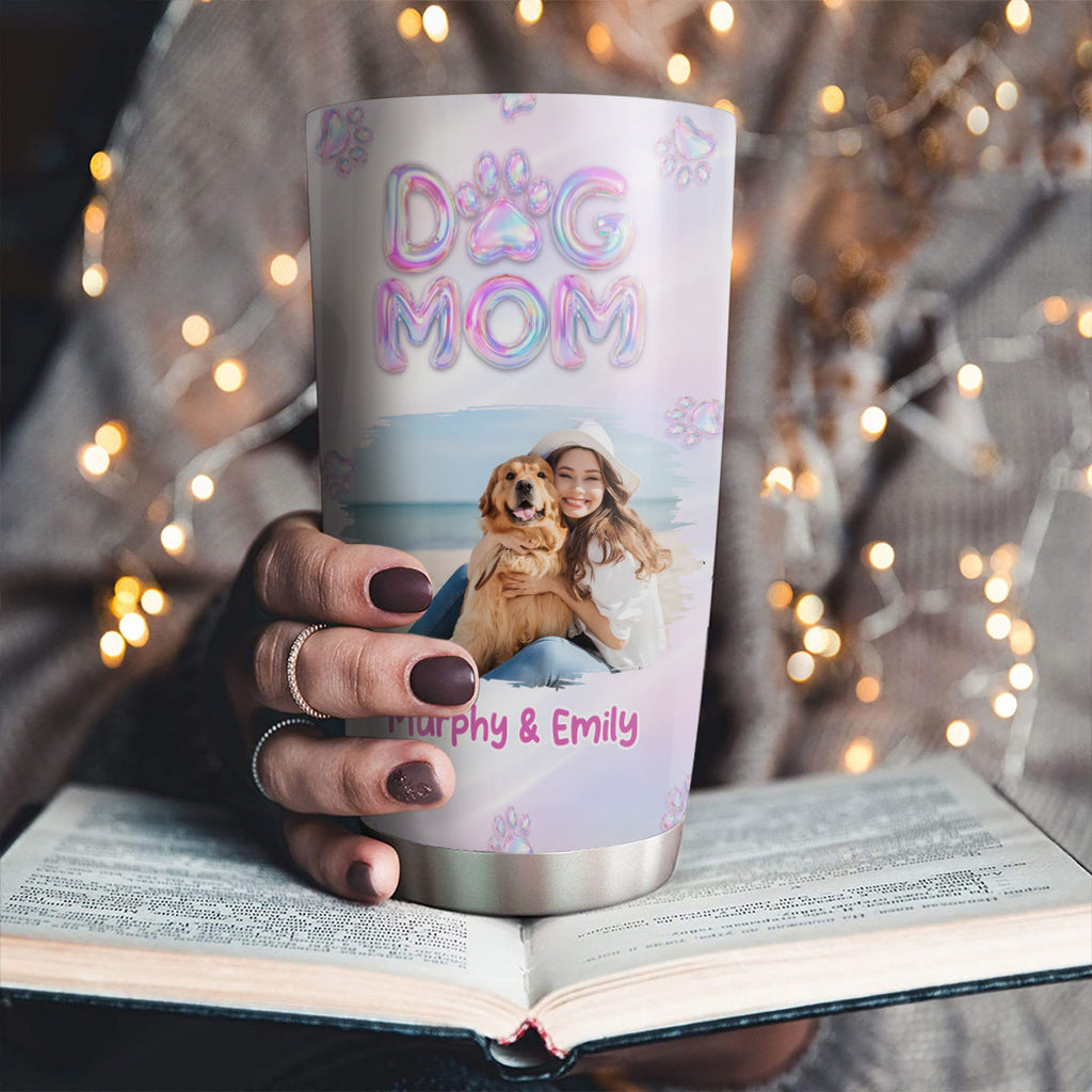 Custom Photo Christmas Birthday Gifts For Dog Mom, Dog Lovers • Flying Into Bubble Planet Photo - Personalized 3D Effect Tumbler