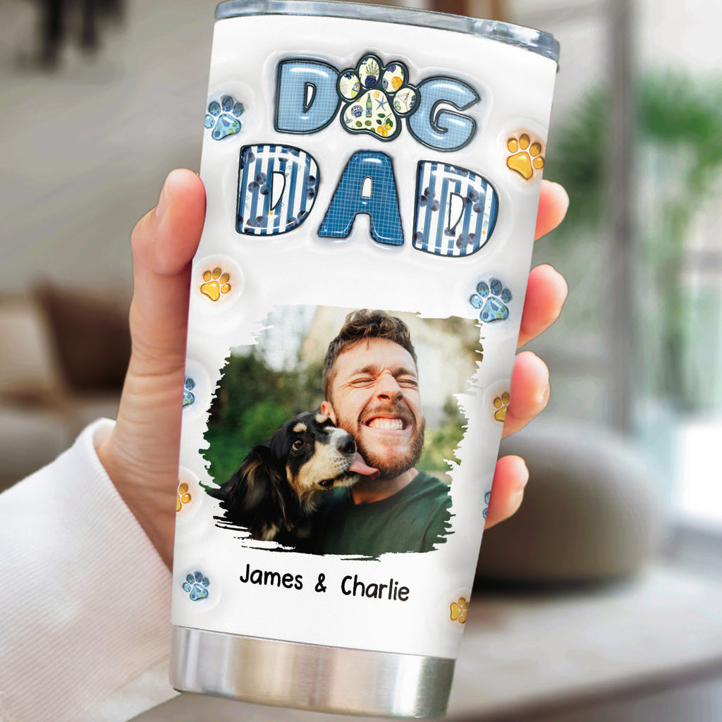 Custom Photo Christmas Birthday Gifts For Dog Dad, Dog Lovers • My Baby On Top Of All Version 2 Photo - Personalized 3D Inflated Effect Tumbler