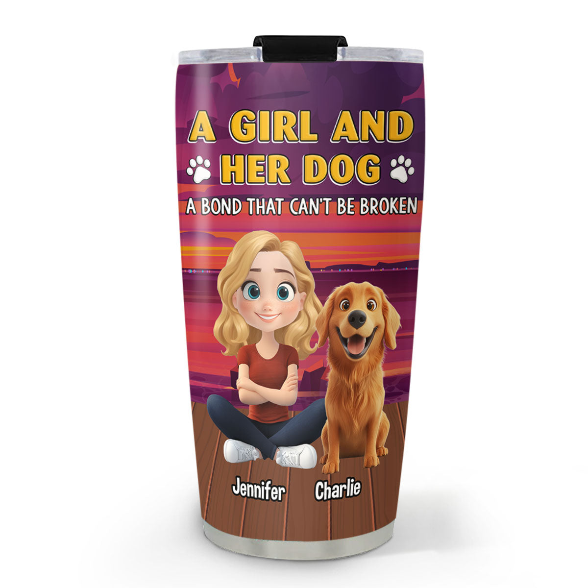 Custom Mother's day Birthday Gifts For Dog Mom, Dog Lovers • Ocean Glow With Pet - Personalized Tumbler