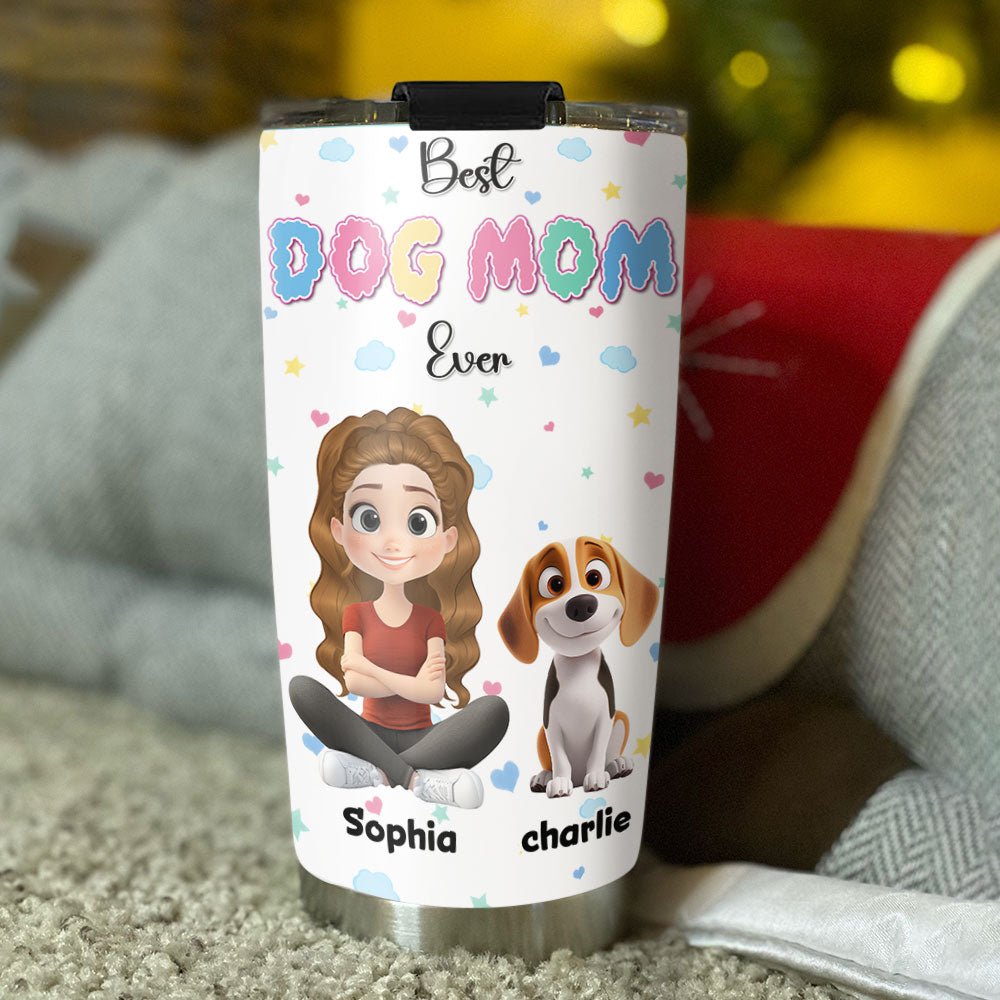 Custom Christmas Birthday Gifts For Dog Mom, Dog Lovers • Cloudy Dog Mom - Personalized Tumbler