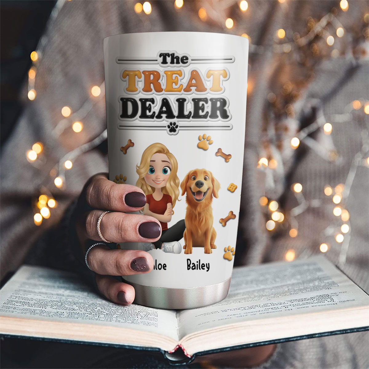 Custom Christmas Birthday Gifts For Dog Mom, Dog Lovers • Give Me Treat - Personalized 3D Effect Tumbler
