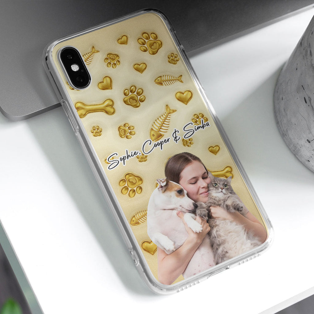 Gold Glitter Pet Mom Photo - Personalized 3D Effect Phone Case